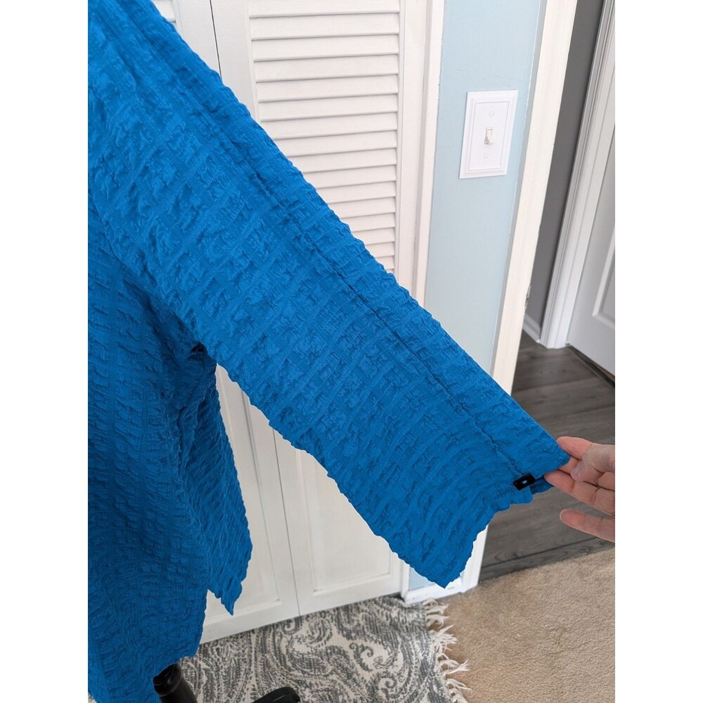 Ali Miles Tunic Women's 1X Blue Wearable Art Blouse Shirt Top Abstract Textured - Picture 3 of 11
